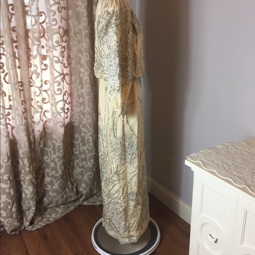 NWT Alyce Designs Vintage white and silver beaded gown - Picture 3 of 16